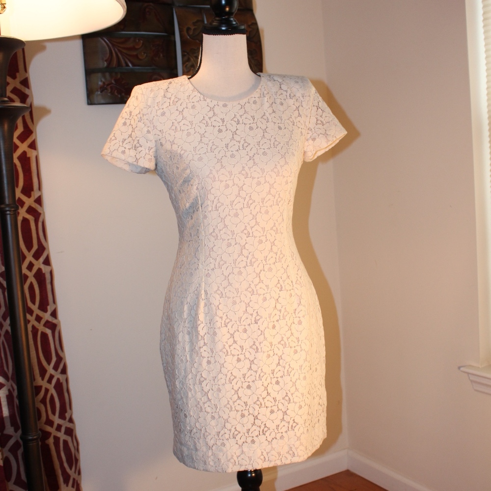 French Connection cream lace dress size 2